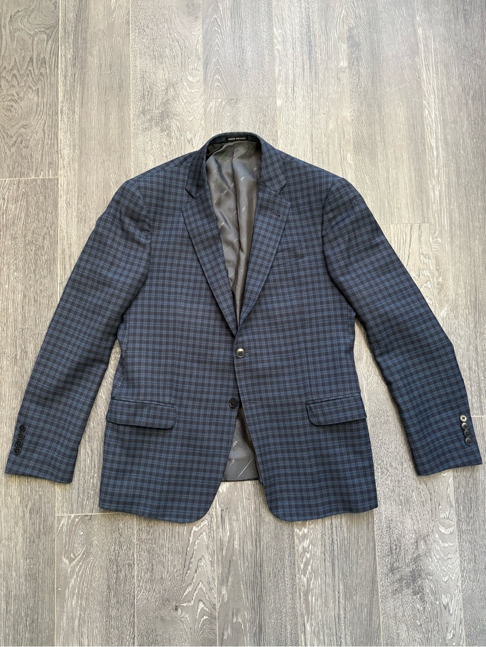 Armani Exchange Men's Plaid Blazer Suit Jacket Blue Black Size 40 Reg